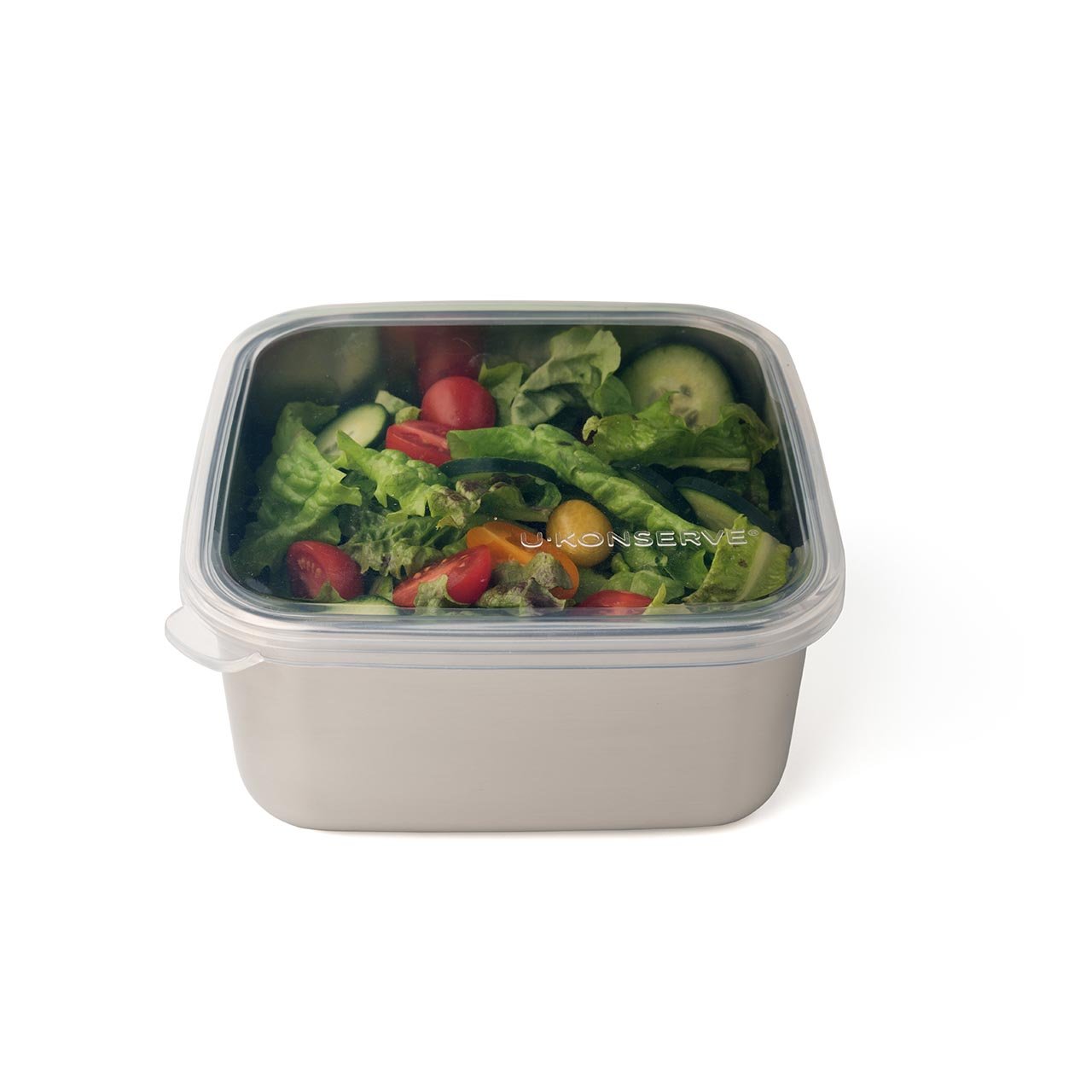 U-Konserve Stainless Steel Rectangle Food Storage Bento Box Container, Leak Proof Silicone Lid Dishwasher Safe - Plastic Free, 25oz (Blue Lid)