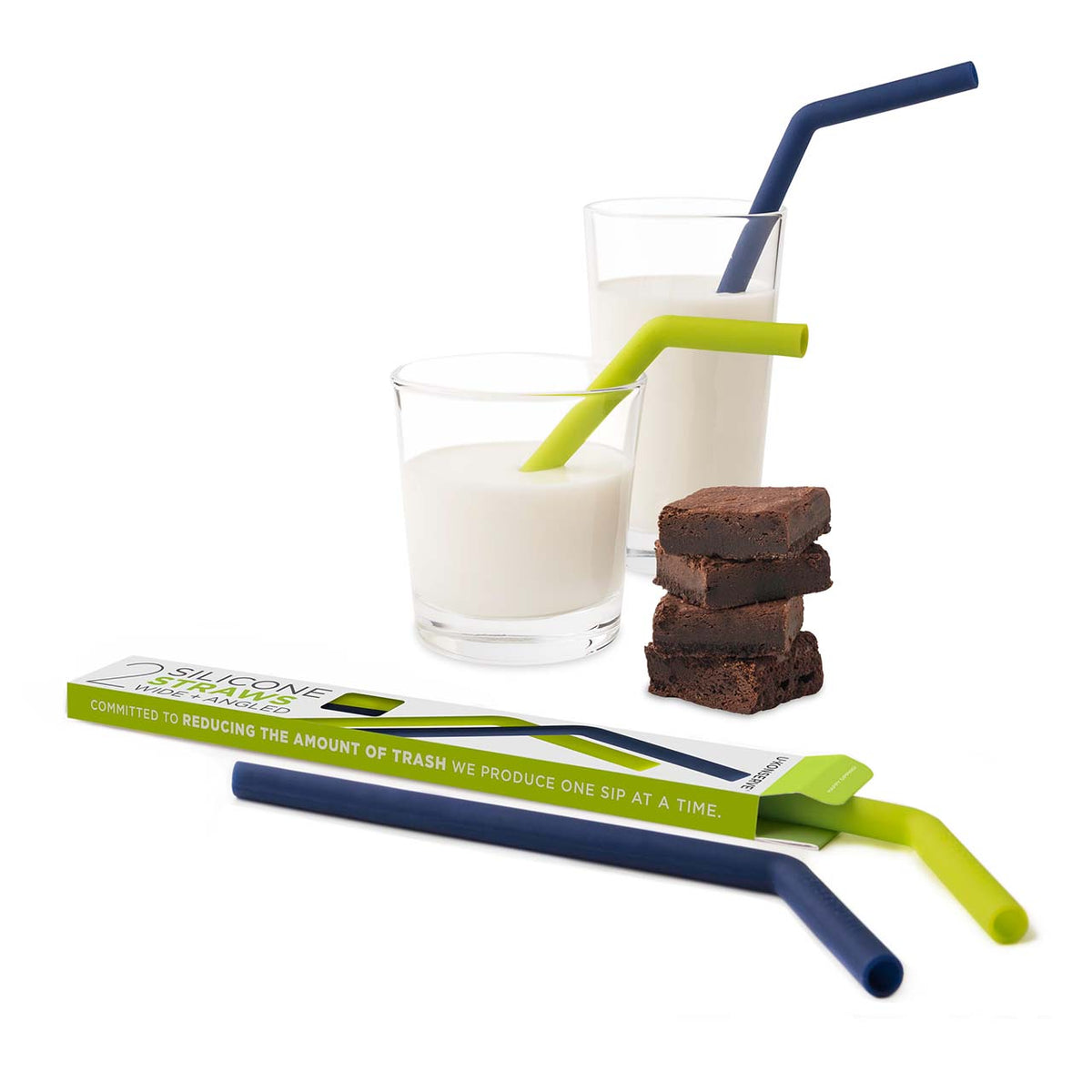 Wide + Angled Silicone Straws (Set of 2)