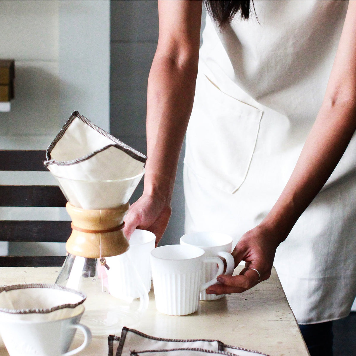 Reusable, organic cotton coffee filters made in the USA. Fits Chemex 6-13 or Vario v60.03