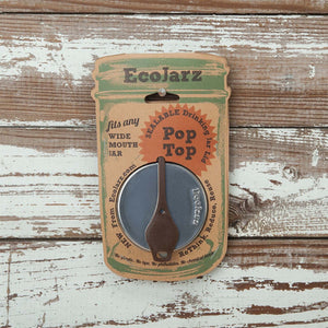 EcoJarz • Reusable drinking jar lid with brown pop top.