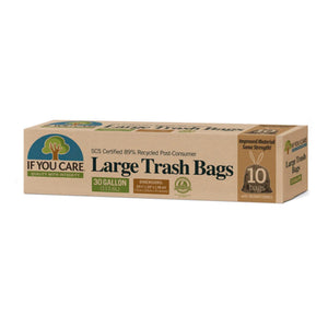 large 30 gallon trash bags in package, 10 bags per package