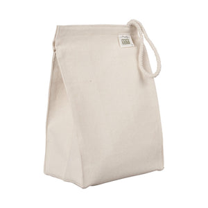 Light beige cotton lunch bag with rope handle