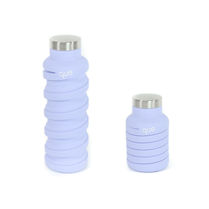 20 oz eco-bottle, lilac, left view extended, right view coiled/collapsed