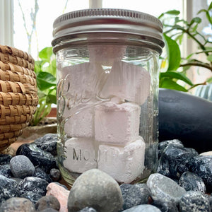all natural toilet bombs, 10 white cubes in 16 oz. wide mouth mason jar. 