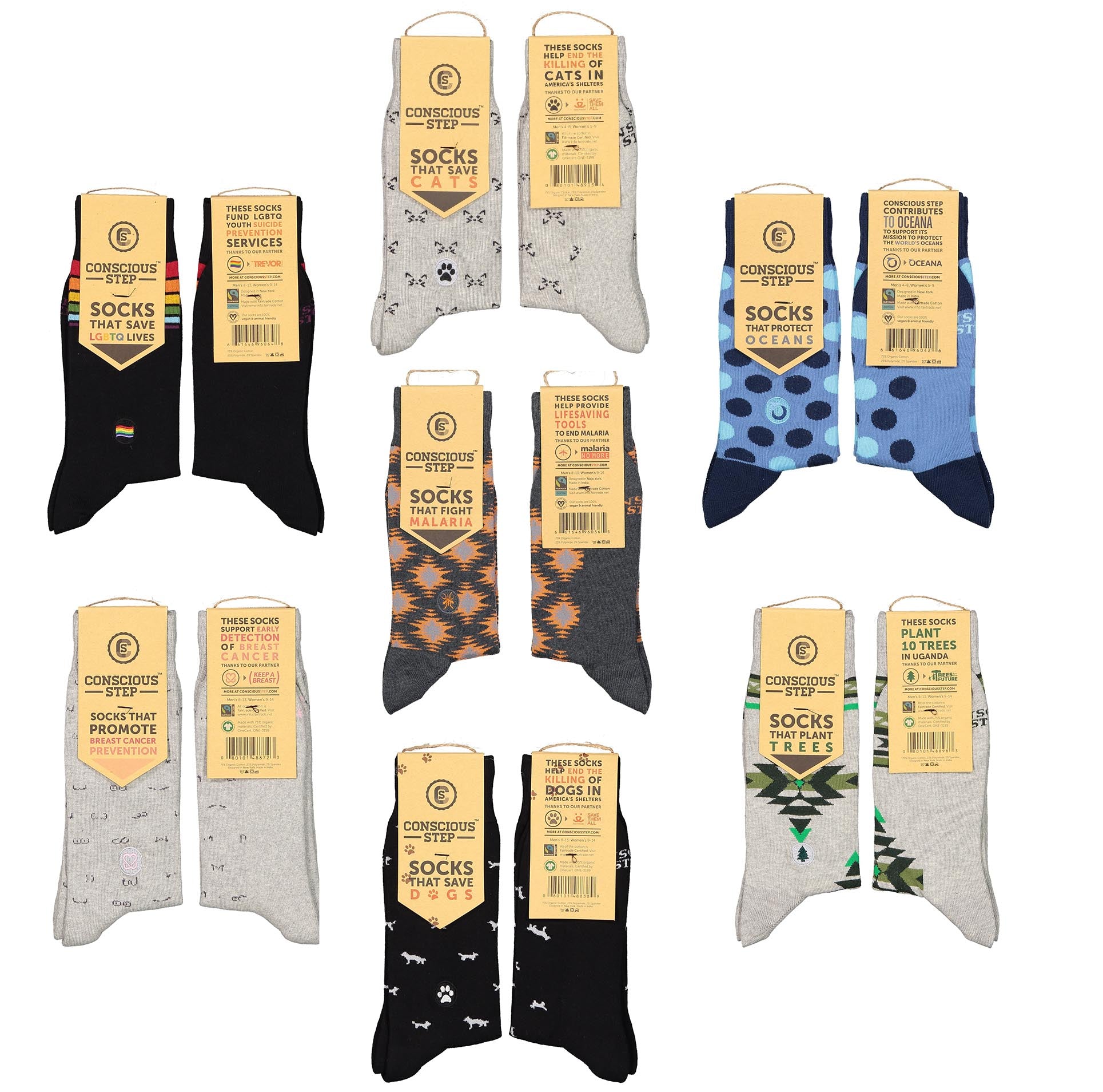 14 pairs of socks with different designs. each sock represents a conscious step  organization 