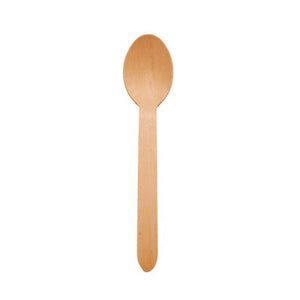 Eco-gecko disposable wooden spoon. image of single spoon.