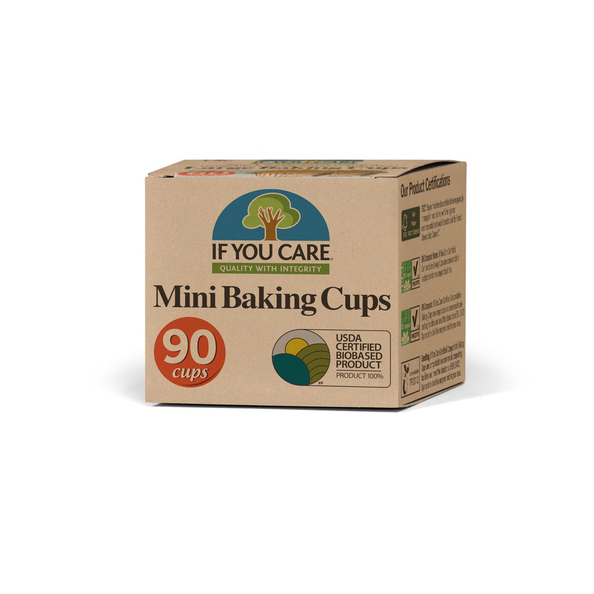 mini baking cups in package. 90 cups . usda certified biobased product seal