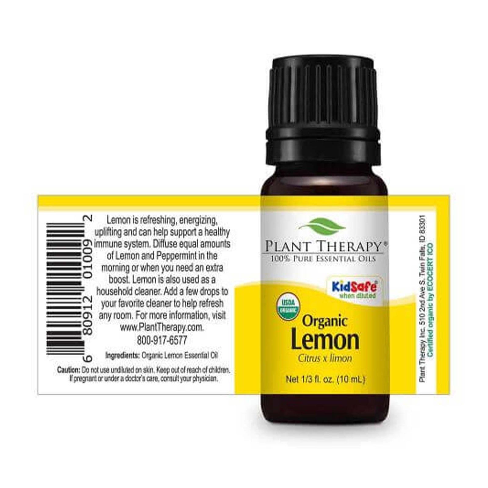 black bottle with label view of directions, ingredients and cautions visible. 10 ml