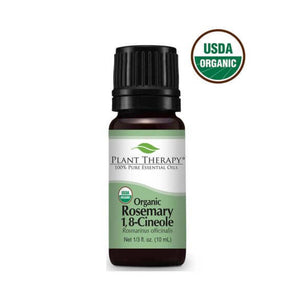 10 ml black bottle with green label. (organic rosemary 1, 8-cineole) essential oil blend