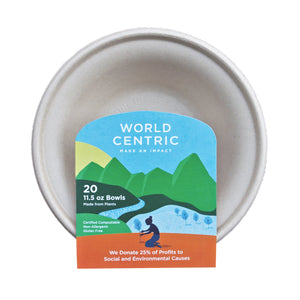 COMPOSTABLE BOWLS MADE FROM PLANTS. white, 11.5 oz. 20 PACK.
