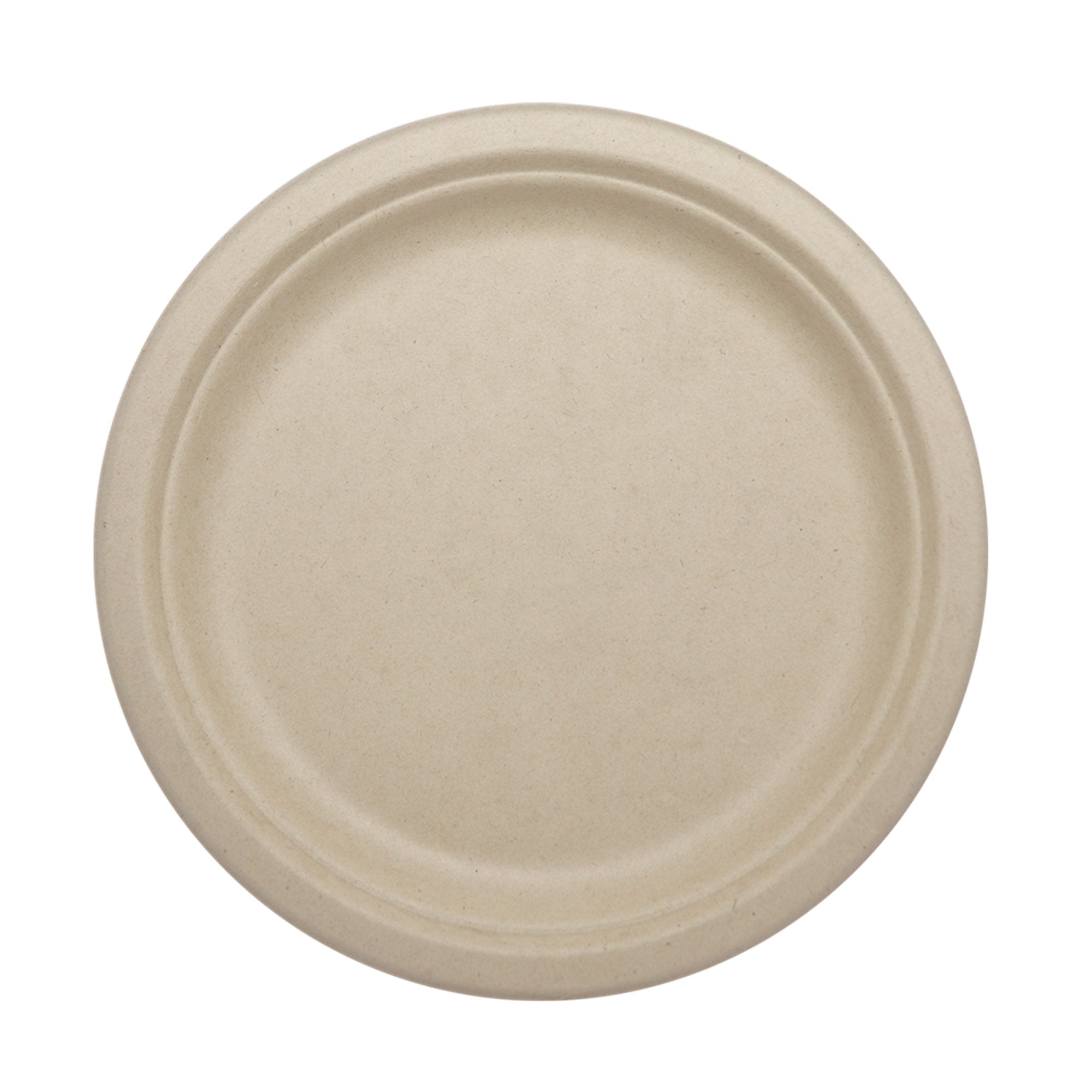 9" compostable plates with plain rim.