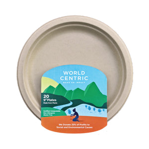 9" compostable plates with plain rim. pack of 20