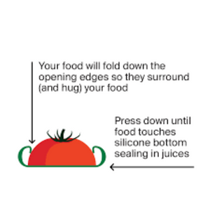 directions on how to use food saver on tomato slice graphic