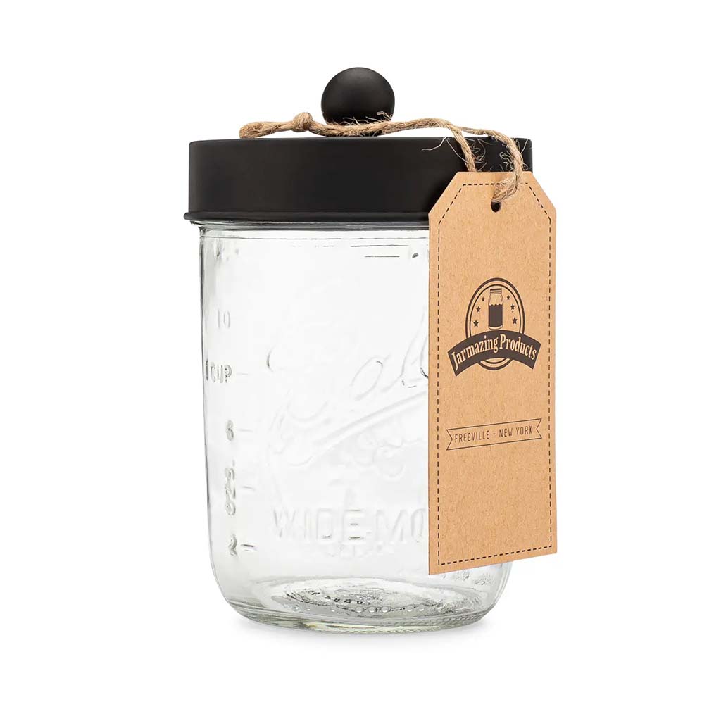 Apothecary Lid with Ball Mason Jar | Black