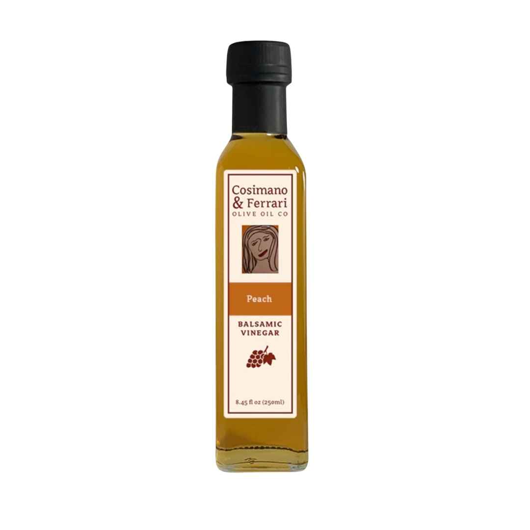 Cosimano & Ferrari's Peach Balsamic Vinegar, 8/45 fl oz. Sourced in Italy, made in USA.