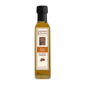 Cosimano & Ferrari's Honey Ginger Balsamic Vinegar, 8/45 fl oz. Sourced in Italy, made in USA.