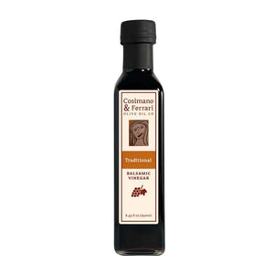 Cosimano & Ferrari's Traditional Balsamic Vinegar, 8/45 fl oz. Sourced in Italy, made in USA.