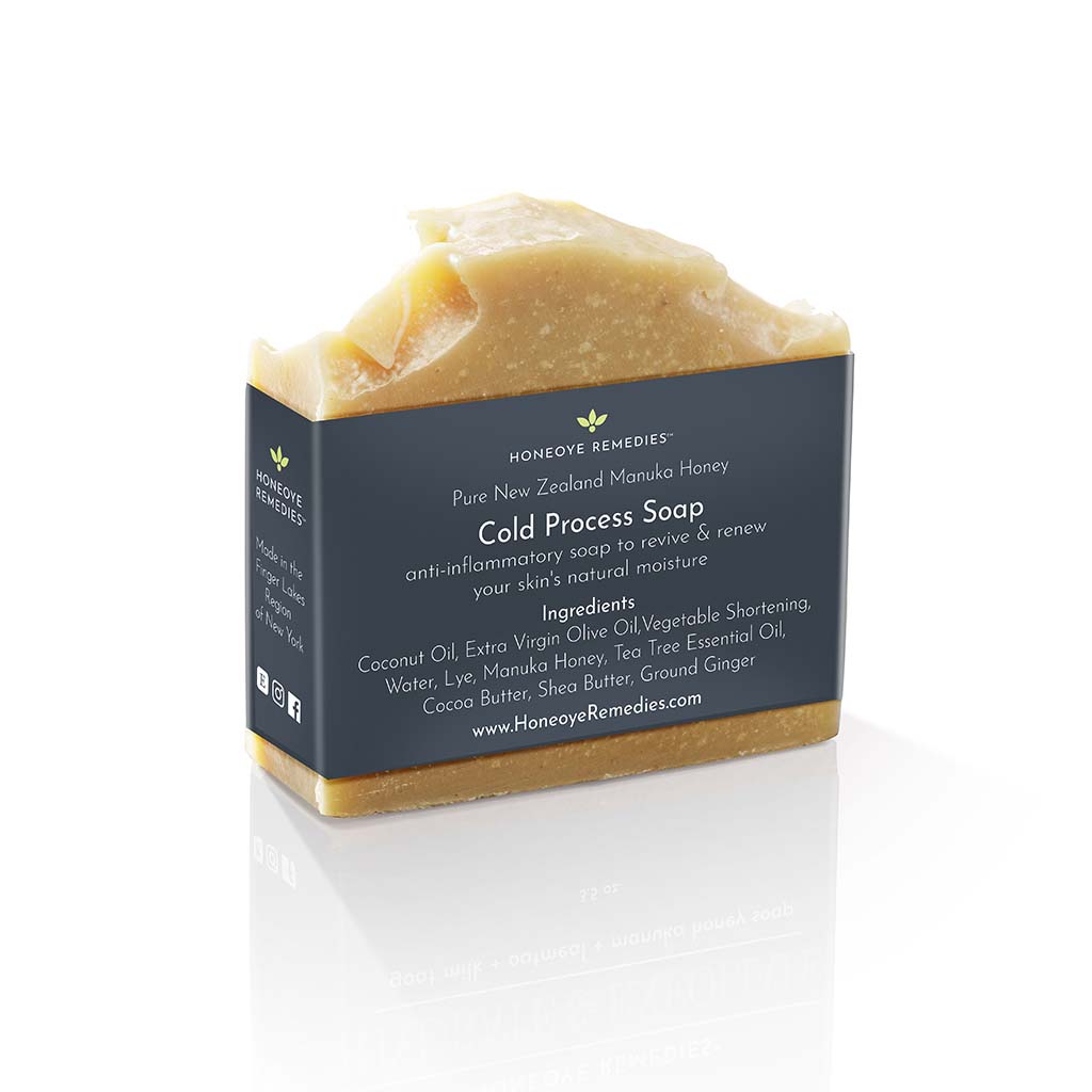 Honeoye Remedies® Revive & Renew Manuka Honey and Tea Tree Oil Bar Soap, 3.5oz. Made in USA.
