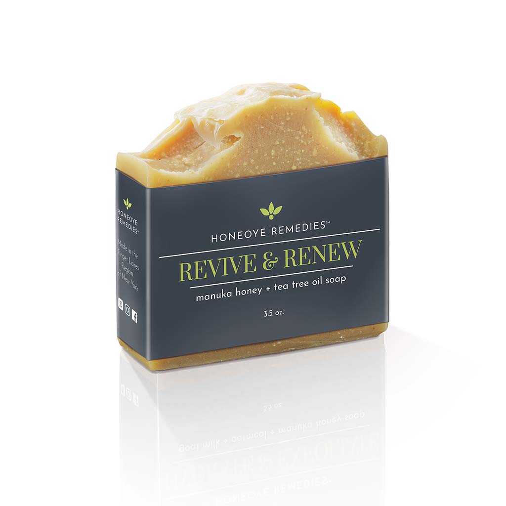 Honeoye Remedies® Revive &amp; Renew Manuka Honey and Tea Tree Oil Bar Soap, 3.5oz. Made in USA.