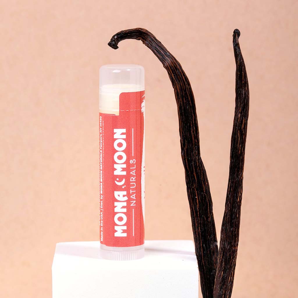 Mona Moon Naturals Lip Balm. Vanilla .15oz. Woman-owned company. Handmade in Rochester, NY.