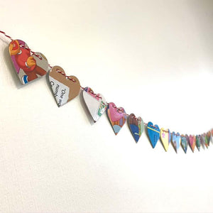 Attic Journal decorative garland with star shapes made from used, reclaimed, recycled board books