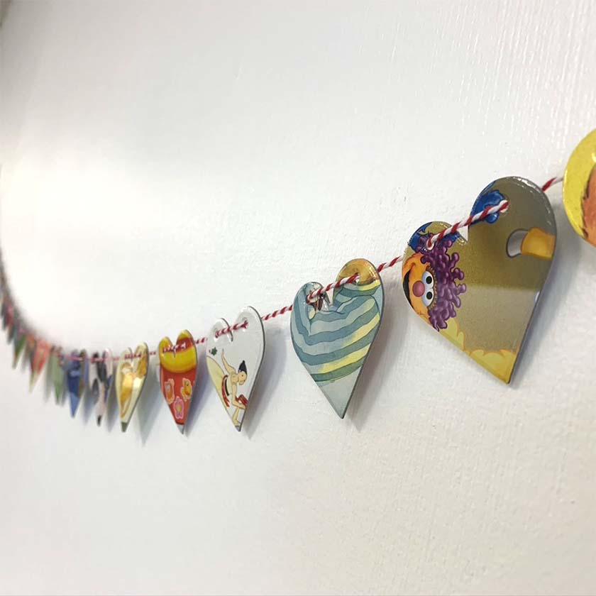 Attic Journal decorative garland with star shapes made from used, reclaimed, recycled board books