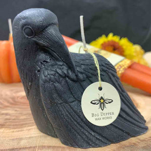 100% Pure Beeswax Sculpted Crow Candle