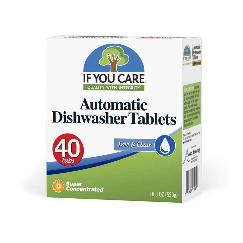 If You Care Automatic Dishwasher Tablets, 40 count. white, green, and blue box. 18.3 oz