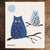 White Swedish Dishcloth with Blue Owls Pattern Front Side Eco-Friendly