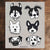 Grey Swedish Dishcloth with Black and White Dogs Pattern Front Side Eco-Friendly