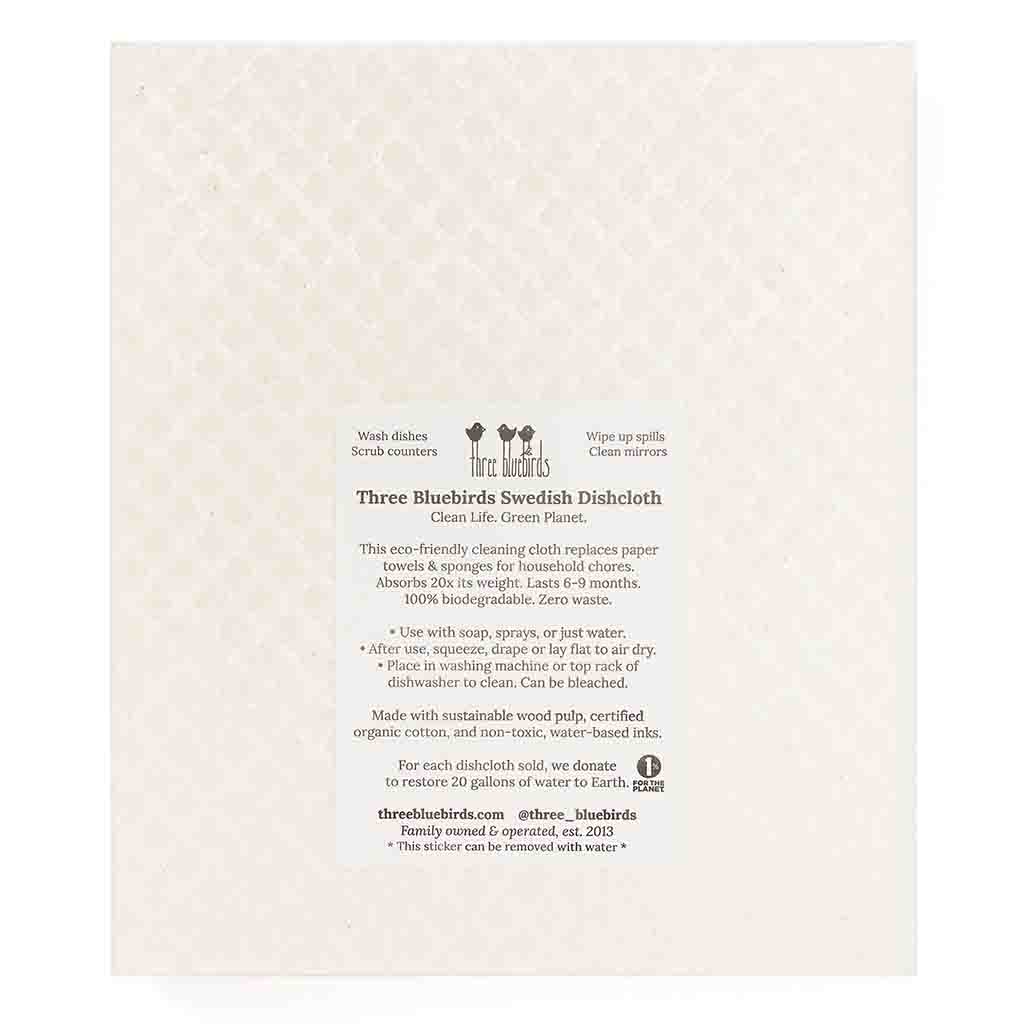 White Swedish Dishcloth with Green Pine Trees Pattern Back Side Eco-Friendly
