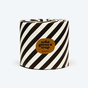 Who Gives A Crap Premium 100% Bamboo Toilet Paper, single roll. 370 sheets per 3 ply roll. Biodegradable. Wrapped in black and white recycled paper.