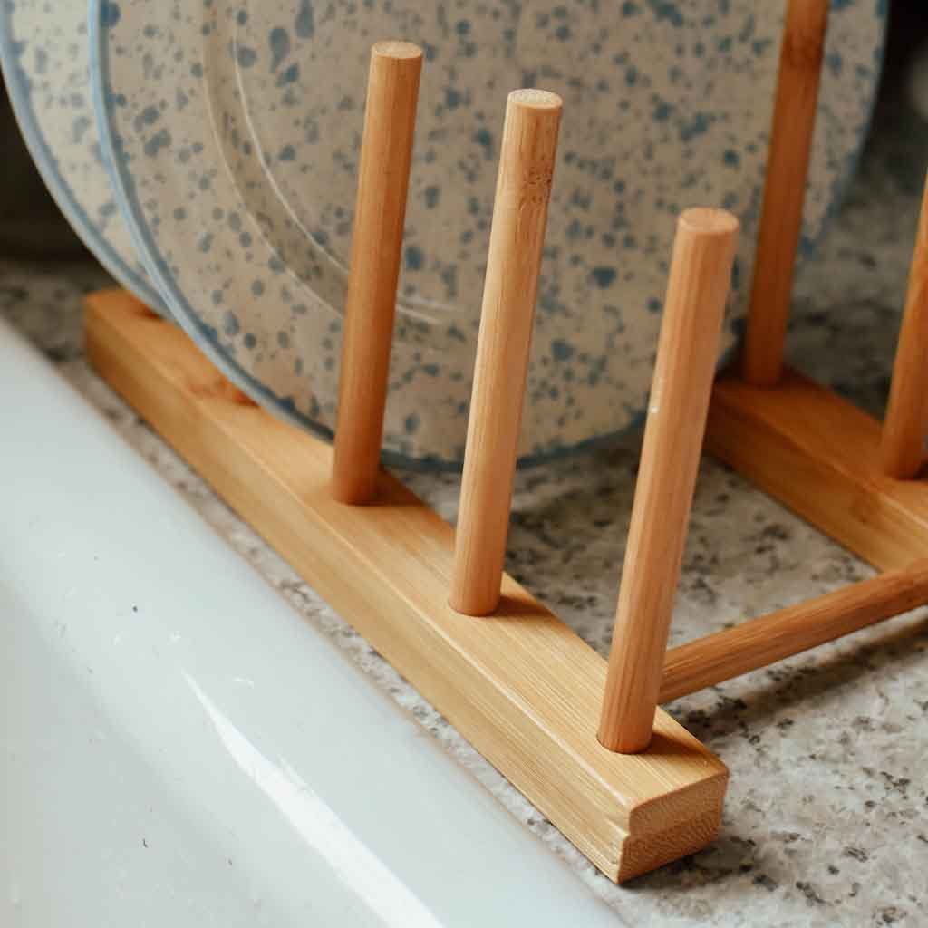 New Bamboo Dish Rack Drying Rack Holder Utensil Drainer Plate Storage  Holder Plate Wooden Flatware Dish Rack